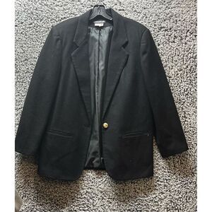 Savannah Women's Vintage Black Wool Blend Blazer Coat Size 16
